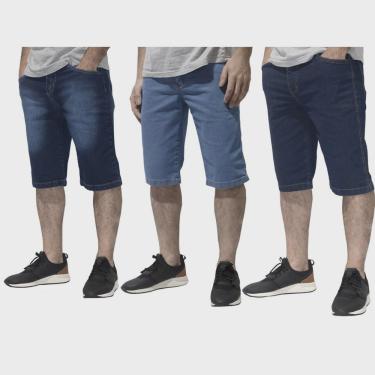 Imagem de Kit 3 Bermudas Jeans Masculina c/ Lycra