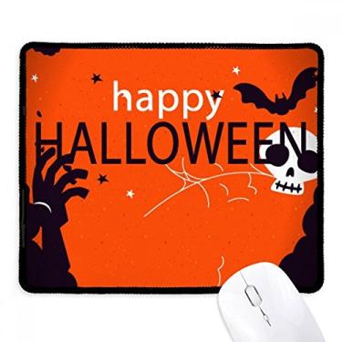 Imagem de Mousepad vermelho Happy Ghost Fear Halloween borda costurada tapete de borracha para jogos