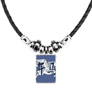 Imagem de DIYthinker Colar de Ano Novo de Cavalo Animal do Zodíaco China Joia Torque Pingente de Corda de Couro