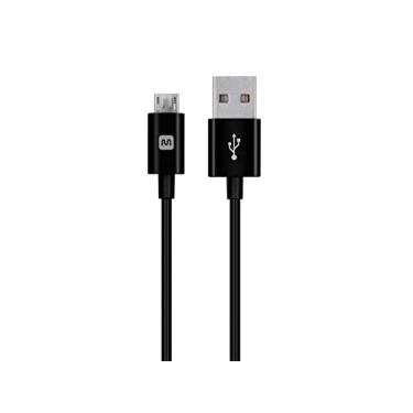 Imagem de Monoprice Cabo USB-A macho para Micro-B macho – 5 pinos, 22/30AWG, 2,4 A, conectores de policarbonato, 0,5 m, preto - série selecionada