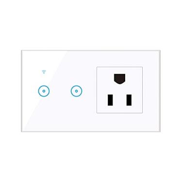 Imagem de 95-250V Wi-Fi Smart Wall Outlet com 1 Gang Touch Light Switch Smart Life APP Controle remoto, controle de voz, Touch Control Compatível com Assistant Wi-Fi Smart Switch Plug Tomada