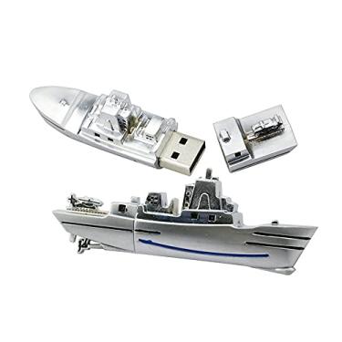 Imagem de Unidade flash USB em forma de navio a vapor de 16 GB, unidades USB pen drives USB 2.0 disco Pen Drive Pen Drive USB Drive Data Armazenamento Flash Disk Zip Drive USB Stick (Prata)
