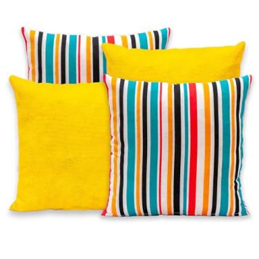 Imagem de Kit 4 Capas de Almofada com Zíper Gorgurinho 40x40cm (LISTRAS AMARELA)