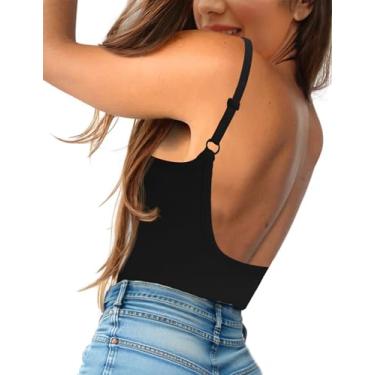Imagem de Micoson Regata feminina frente única com alça fina ajustável gola V modal para mulheres sob roupas, Preto, X-Large Short
