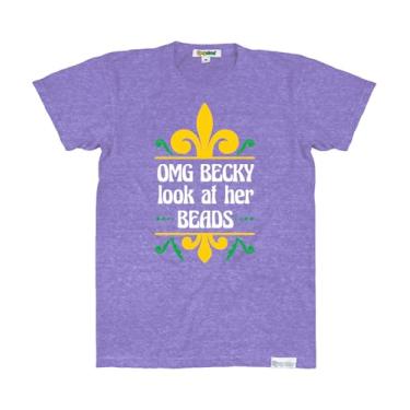 Imagem de Tipsy Elves Camisetas masculinas para roupas e festas de Mardi Gras com designs divertidos e altos, Omg Becky Look at Her Beads (Roxo), 3G