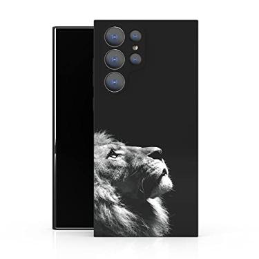 Imagem de XIMIZU Capa para Samsung Galaxy S22 Ultra TPU macio + PC rígido antiderrapante anti-arranhões à prova de choque capa protetora com padrão legal de leão projetado para celular animal