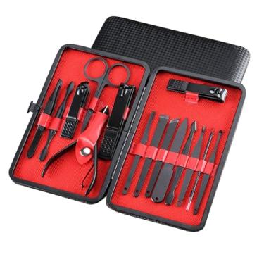 Imagem de SZITW Conjunto de mani com estojo Conjunto de pedi profissional Cortador de unhas Kit de preparação de salão de aço inoxidável para homens, mulheres, pais, idosos, pacientes, viagens, cuidados com