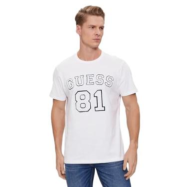 Imagem de GUESS Camiseta masculina manga curta gola redonda 81, branco puro, Branco puro, XXG
