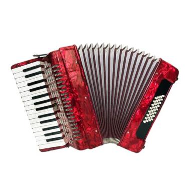 Imagem de BailingDS Acordeão 30 teclas 32 graves acordeão acordeão profissional acordeão presente para adultos estudantes 30 teclas de piano 32 baixo botão acordeão instrumento acordeão (vermelho)