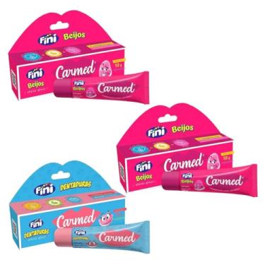Imagem de Kit 3 Unidades Hidratante Labial Carmed Fini 2 Beijos e 1 Dentaduras Efeito Gloss 10g