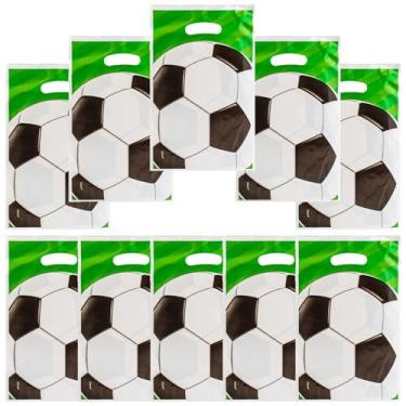 Imagem de HEPAPATE 40 peças de sacos de doces de petisco de futebol, bolsa de lembrancinhas de festa de futebol, bolsa de presente com tema de futebol para decorações de aniversário, suprimentos de festa com