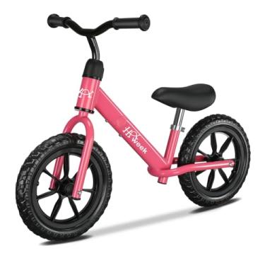 Imagem de HAWEEK Bicicleta de equilíbrio infantil de 30,5 cm, sem pedal, para crianças de 2 a 5 anos, assento ajustável e guidão, melhores presentes para 1 a 3 meninos e meninas (rosa)