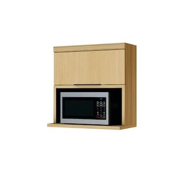Imagem de Armário Aéreo para Micro-ondas Nesher Marquesa com 1 Porta Basculante e 1 Prateleira Nature - 80cm de Largura
