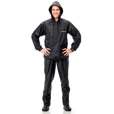 Imagem de Capa De Chuva Para Motoqueiro Pantaneiro Nylon Com Capuz, Preto, G