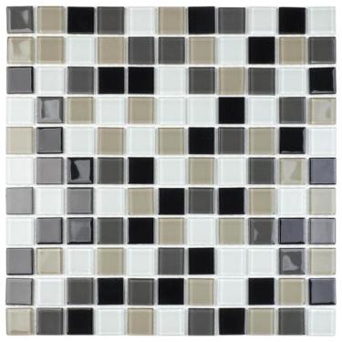 Imagem de Pastilha de Vidro MIX2510 - MISC CRISTAL PRETO E CINZA 30x30cm 4mm - G
