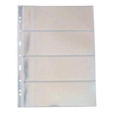 Imagem de Kit 10 Folhas Plastico Cédula Acetato 4 Divisões Com Bolso - Pccb