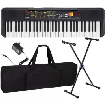 Imagem de Teclado Portátil Yamaha F52 F-52 61 Kit Estante e Capa