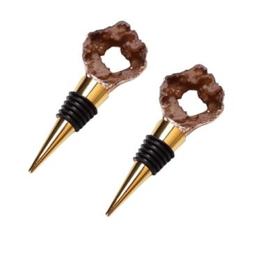 Imagem de WOKHACH Conjunto de 2 rolhas de vinho decorativas, rolhas de garrafa de vinho legais para garrafas de vidro, rolha de garrafa de cristal para garrafas padrão, utensílios de vinho de decoração