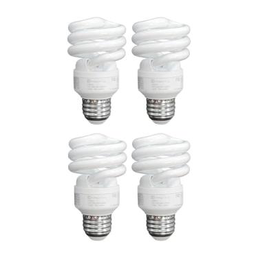 Imagem de Lâmpada fluorescente compacta T2 espiral CFL, 4100k branco frio, 13W (equivalente a 60 watts), 900 lúmens, base média E26, 120V, listado pela UL (pacote com 4)