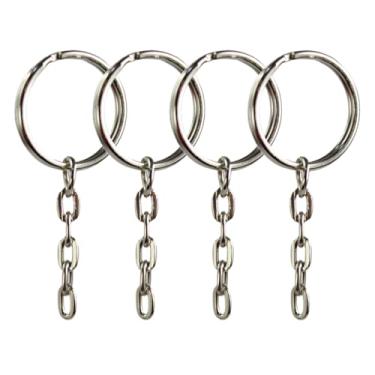 Imagem de Argola 23mm Com Corrente Elo Para Chaveiro Artesanato (Prata)