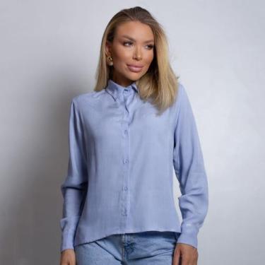 Imagem de Camisa Social Feminina Manga Longa de Botões Casual Básica Uniforme El