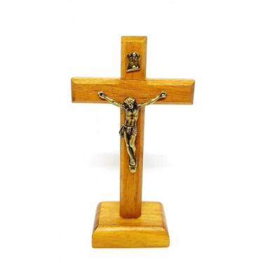 Imagem de Crucifixo de Mesa Madeira Clara 12 cm - Artcruz