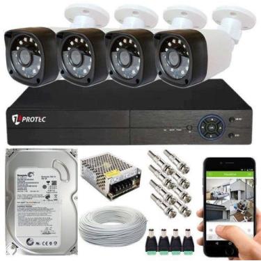 Imagem de Kit Cftv 4 Câmeras De Segurança 3.6mm AHD e DVR 4 Canais App Xmeye - P
