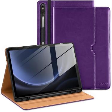 Imagem de DTTO Capa para Samsung Galaxy Tab S9 FE 5G 10,9 polegadas/Galaxy Tab S9 11 polegadas lançado em 2023, capa fólio de couro premium com suporte para caneta S, hibernar/despertar automático, roxo