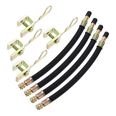 Imagem de X AUTOHAUX Ferramenta adaptadora de haste de extensão de válvula de pneu 8 peças 4 tubos extensores de haste de válvula dupla 21 cm / 8,3 polegadas 4 clipes para carro, caminhão, motocicleta, trailer,