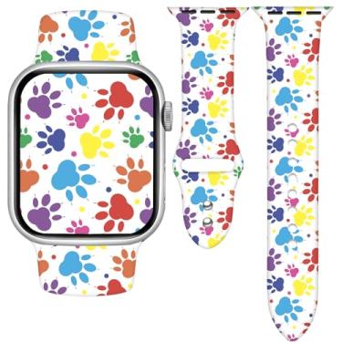 Imagem de Pulseira de relógio natalino com estampa de pata arco-íris gay compatível com Apple Watch séries Ultra 10, 9, 8, 7, 6, 5, 4, 3, 2, 1 e SE de 38 mm, 40 mm e 41 mm