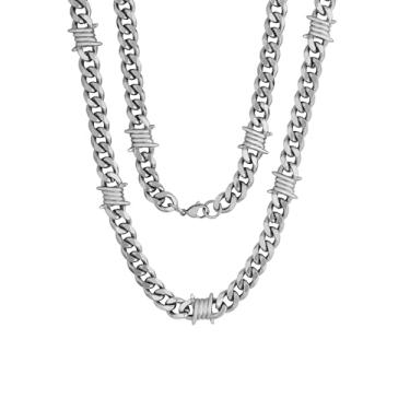 Imagem de Sacina Colar de corrente de arame farpado 50 cm, One Size, Aço inoxidável, Sem Pedra Preciosa