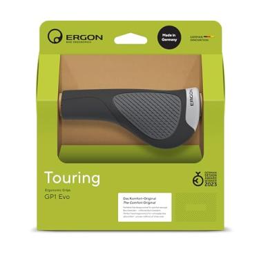 Imagem de Ergon Punhos ergonômicos GP1 Evo | Aderência confortável para passeios, bicicletas elétricas e viagens | Feito na Alemanha com duômetros de borracha dupla e grampos de alumínio forjado | Pequeno