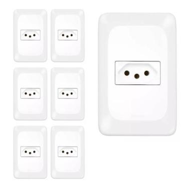 Imagem de Kit 7 Conjunto Tomada 2P+T Branco pop 10a 250v 4x2 pial legrand LGX030