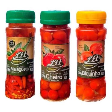 Imagem de Kit 3 Pimentas Tempero No Pote Biquinho Malagueta Cheiro - NoBrand