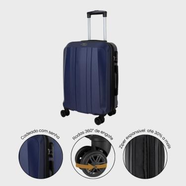 Imagem de Mala de Viagem Padrão Anac ABS Rígida, Com Rodas Duplas 360º, Expansível, Cadeado com Senha, Word Onboard