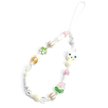 Imagem de JMCRATE Elegante berloque de telefone com contas para cachorro com alça estética Y2K chaveiro bonito para bolsa, câmera, decoração USB, Small, Acrílico, Sem Pedra Preciosa