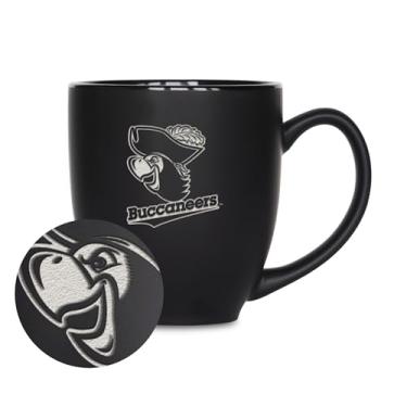Imagem de Rico Industries NCAA Barry Buccaneers 425 g Caneca de cerâmica preta fosca gravada a laser - para bebidas quentes ou frias