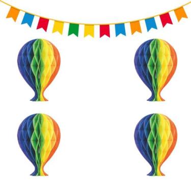 Imagem de Kit Balão Colmeia  Decoração de Junina  Origami 4 Peças 25cm - Wincy A