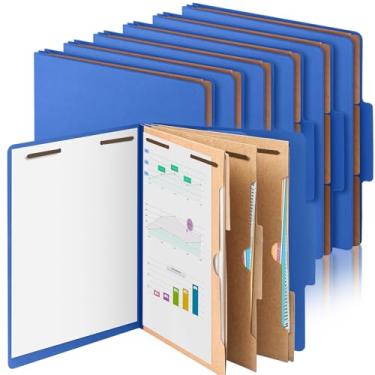 Imagem de Skyygemm 12 pastas de classificação de quadro de pressão com 3 divisórias de bolso expansões de 5 cm para serviço pesado, 2 pinos, fixador, pasta de arquivos de funcionários para arquivo médico padrão