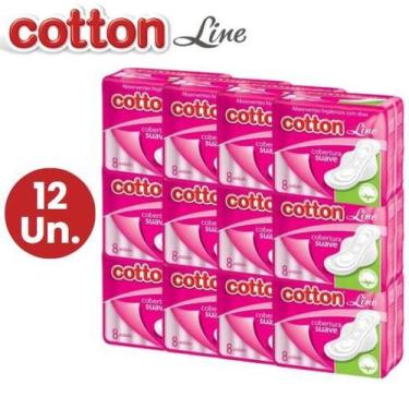 Imagem de Absorvente Cotton Line Com Abas - Kit Com 12 Unidades