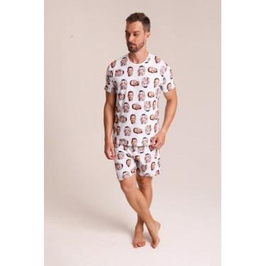 Imagem de Pijama Personalizado Masculino Curto Branco - Alegria de Montar, P