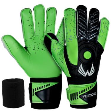 Imagem de WEMORA Luvas de goleiro de futebol para crianças, jovens e adultos com 7,5 mm de aderência forte, luvas de goleiro flexíveis (verde, tamanho 8 adequado para tamanho M-G adulto, ambidestro)