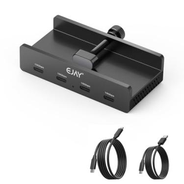 Imagem de Hub USB C de 10 Gbps – EJAY 4 portas de alumínio USB 3.2 design de grampo de encaixe para mesa/computador com porta de fonte de alimentação extra e cabo de dados de 119 cm de comprimento e cabo de