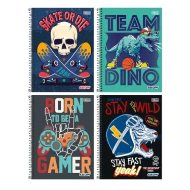 Imagem de Caderno Espiral Universitário Tilibra com 80 Folhas Pautadas Show Masculino Aula Anotações Escolar