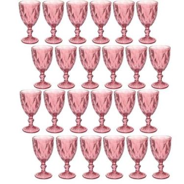 Imagem de Jogo Copo Taça Vidro Diamante Lilás Para Agua 300ml - 24Un - QUALITY H
