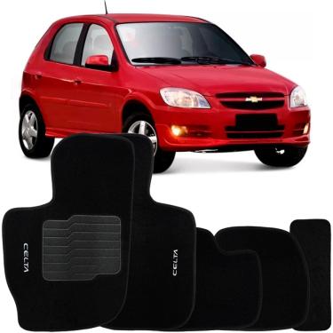 Imagem de Tapete Carpete Celta 2002 à 2018 Preto Logo Bordado Jogo 5 Peças Personalizado Automotivo