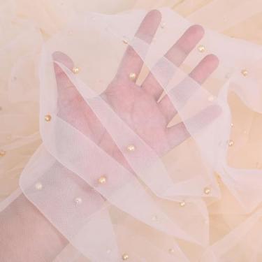 Imagem de Tecido de tule pérola champanhe 4 jardas, tecido de malha transparente, véu de noiva para casamento, artesanato, vestidos, sobremesa, decoração