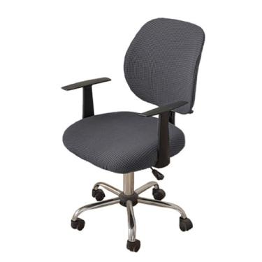 Imagem de Lzyjckh Capa para cadeira de escritório e computador Capa elástica elástica 2 peças Protetor de móveis moderno e minimalista para escritório e casa,Dark gray