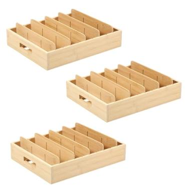 Imagem de Escorredor de pratos de bambu, organizador de tampas, caixa de armazenamento de divisórias, bandeja de divisória, caixa de armazenamento, sem capa, caixas de armazenamento multicelulares para