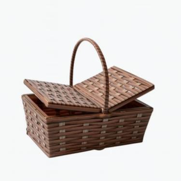 Imagem de Cesta Piquenique, Cestas de Piquenique Feitas de Fibras SintéTicas(49x31x19cm)(Bambu)
